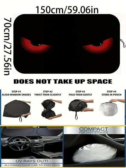 Demon Eye Car Windshield Sunshade, Foldable Sunshade Curtain For Windshield, Used For UV Protection, Cooling, Summer Refreshing, Pink Car Accessory, Cooling Seat, Easy To Fold, Sunshade Board, Front W