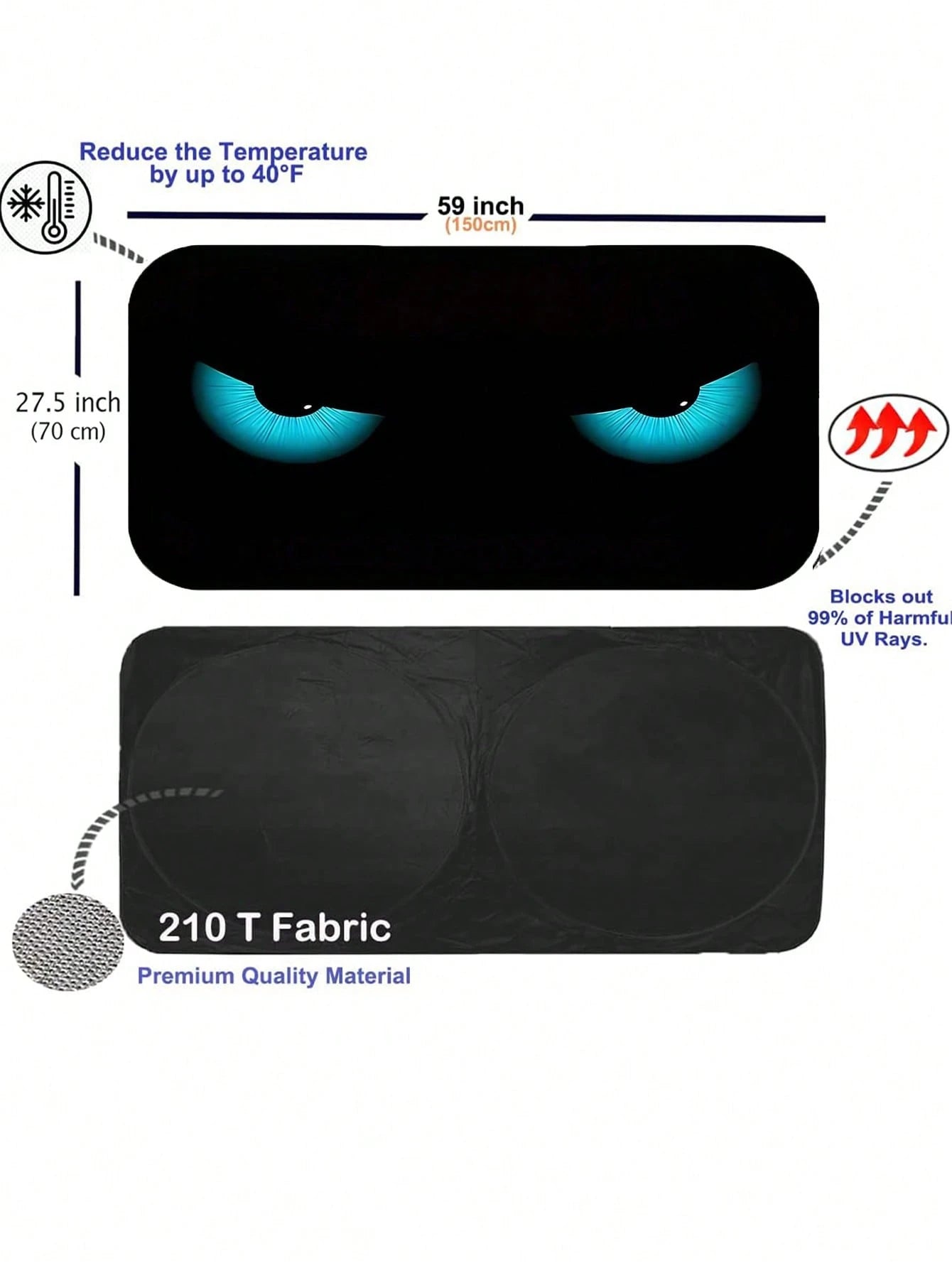Demon Eye Car Windshield Sunshade, Foldable Sunshade Curtain For Windshield, Used For UV Protection, Cooling, Summer Refreshing, Pink Car Accessory, Cooling Seat, Easy To Fold, Sunshade Board, Front W