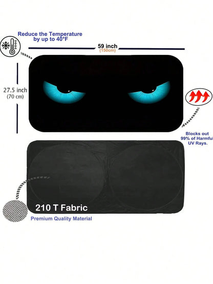 Demon Eye Car Windshield Sunshade, Foldable Sunshade Curtain For Windshield, Used For UV Protection, Cooling, Summer Refreshing, Pink Car Accessory, Cooling Seat, Easy To Fold, Sunshade Board, Front W