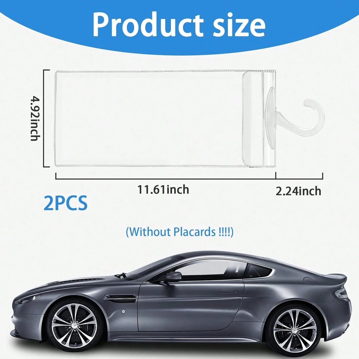 Dickno 2 PCS Handicap Placard Holder, 11.6" X 5" Ultra Transparent Disabled Parking Permit Placard Protector With Plastic Large Hanger, Automotive Disabled Placard Protective Cover