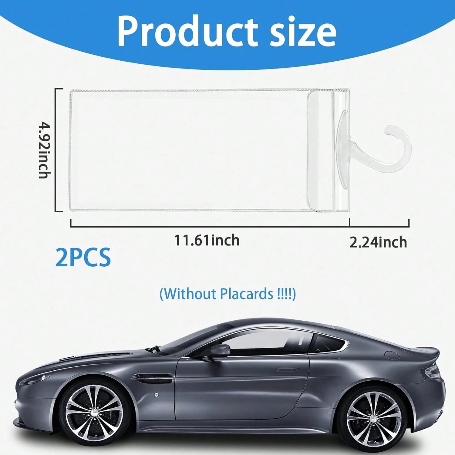 Dickno 2 PCS Handicap Placard Holder, 11.6" X 5" Ultra Transparent Disabled Parking Permit Placard Protector With Plastic Large Hanger, Automotive Disabled Placard Protective Cover