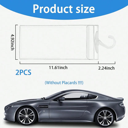 Dickno 2 PCS Handicap Placard Holder, 11.6" X 5" Ultra Transparent Disabled Parking Permit Placard Protector With Plastic Large Hanger, Automotive Disabled Placard Protective Cover
