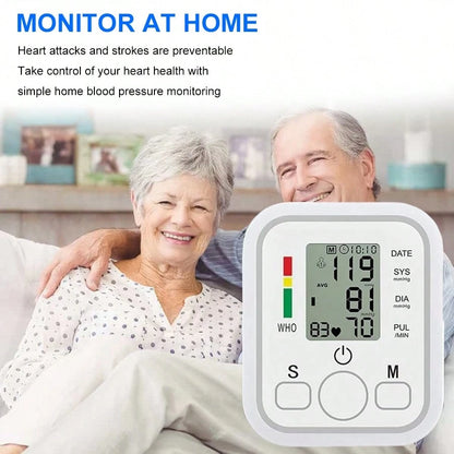 Digital Arm Blood Pressure Monitor, Automatic Upper Arm BP Machine With Large Backlit LCD Display, Fast 60s Reading, Adjustable Cuff, Voice Broadcast, 2*99 Memory, Portable Home & Travel Use (Batterie
