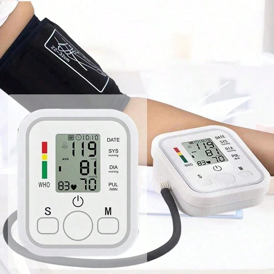 Digital Arm Blood Pressure Monitor, Automatic Upper Arm BP Machine With Large Backlit LCD Display, Fast 60s Reading, Adjustable Cuff, Voice Broadcast, 2*99 Memory, Portable Home & Travel Use (Batterie