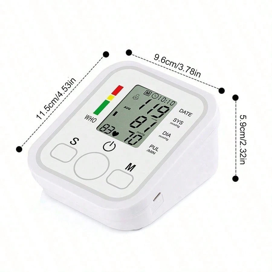 Digital Arm Blood Pressure Monitor, Automatic Upper Arm BP Machine With Large Backlit LCD Display, Fast 60s Reading, Adjustable Cuff, Voice Broadcast, 2*99 Memory, Portable Home & Travel Use (Batterie