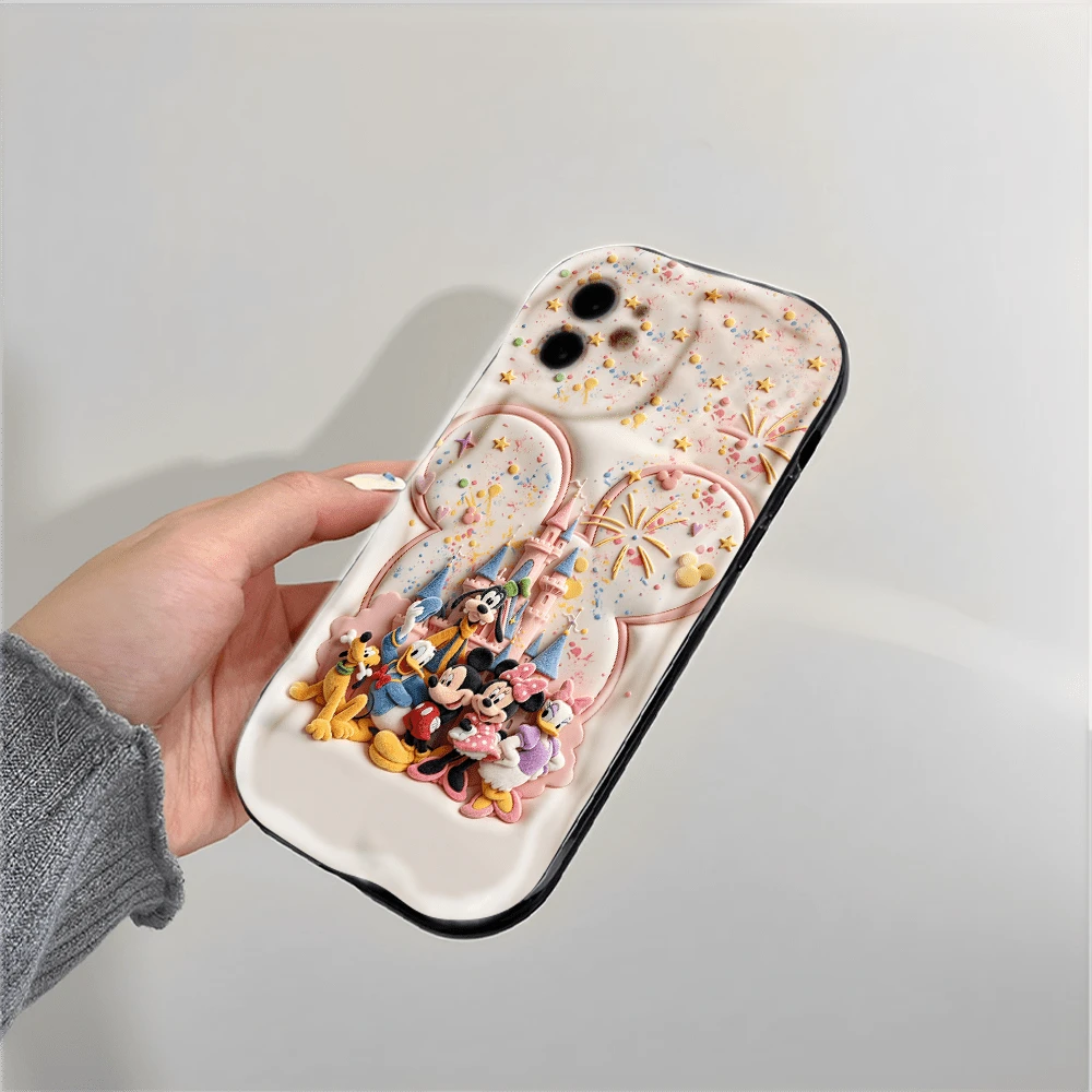Disney Characters Patterned Phone Case Featuring Mickey And Friends With A Castle Backdrop. Compatible With IPhone 17, 16, 15, 14, 13, 12, And 11 Pro Models. Made Of Flexible TPU With Shockproof Prote