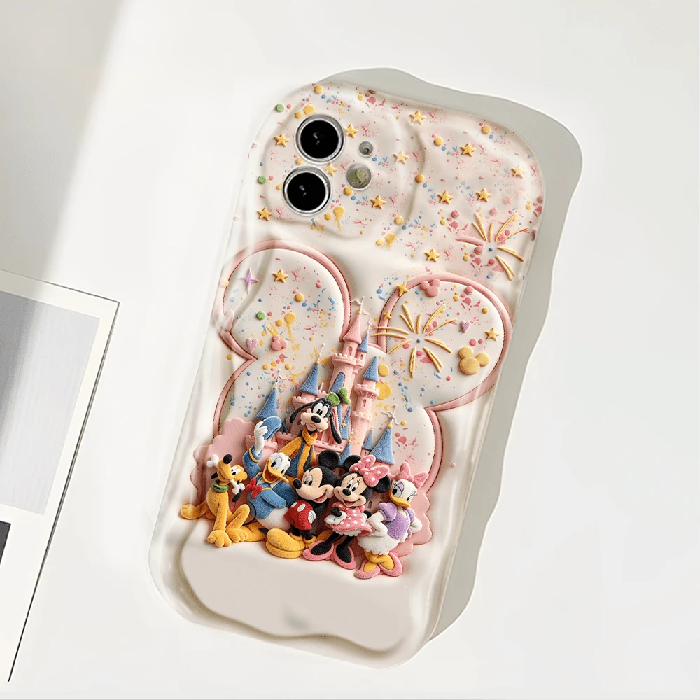 Disney Characters Patterned Phone Case Featuring Mickey And Friends With A Castle Backdrop. Compatible With IPhone 17, 16, 15, 14, 13, 12, And 11 Pro Models. Made Of Flexible TPU With Shockproof Prote