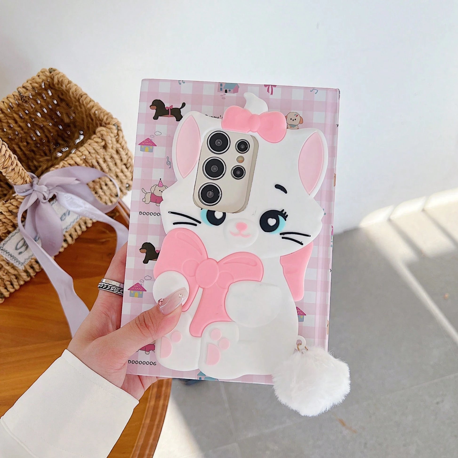 Disney Silicone Straight-Edge Cube Mary Cat Case Suitable For A32/50 Phone Case, 13 Protective Cover, NOTE10 PRO Soft Case, Cute S20 Lite, Personalized Creative S25ultra/23pluexquisite Valentine's Day
