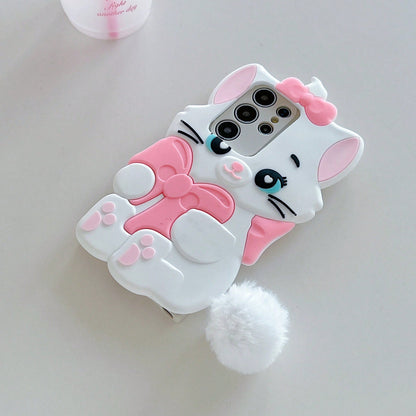 Disney Silicone Straight-Edge Cube Mary Cat Case Suitable For A32/50 Phone Case, 13 Protective Cover, NOTE10 PRO Soft Case, Cute S20 Lite, Personalized Creative S25ultra/23pluexquisite Valentine's Day