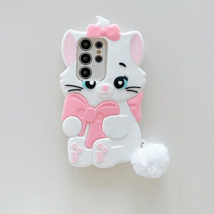 Disney Silicone Straight-Edge Cube Mary Cat Case Suitable For A32/50 Phone Case, 13 Protective Cover, NOTE10 PRO Soft Case, Cute S20 Lite, Personalized Creative S25ultra/23pluexquisite Valentine's Day