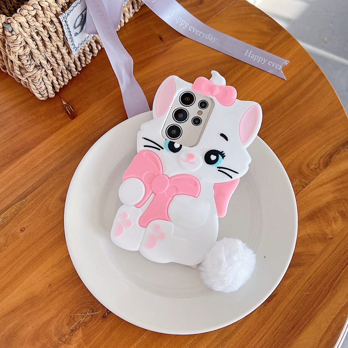 Disney Silicone Straight-Edge Cube Mary Cat Case Suitable For A32/50 Phone Case, 13 Protective Cover, NOTE10 PRO Soft Case, Cute S20 Lite, Personalized Creative S25ultra/23pluexquisite Valentine's Day