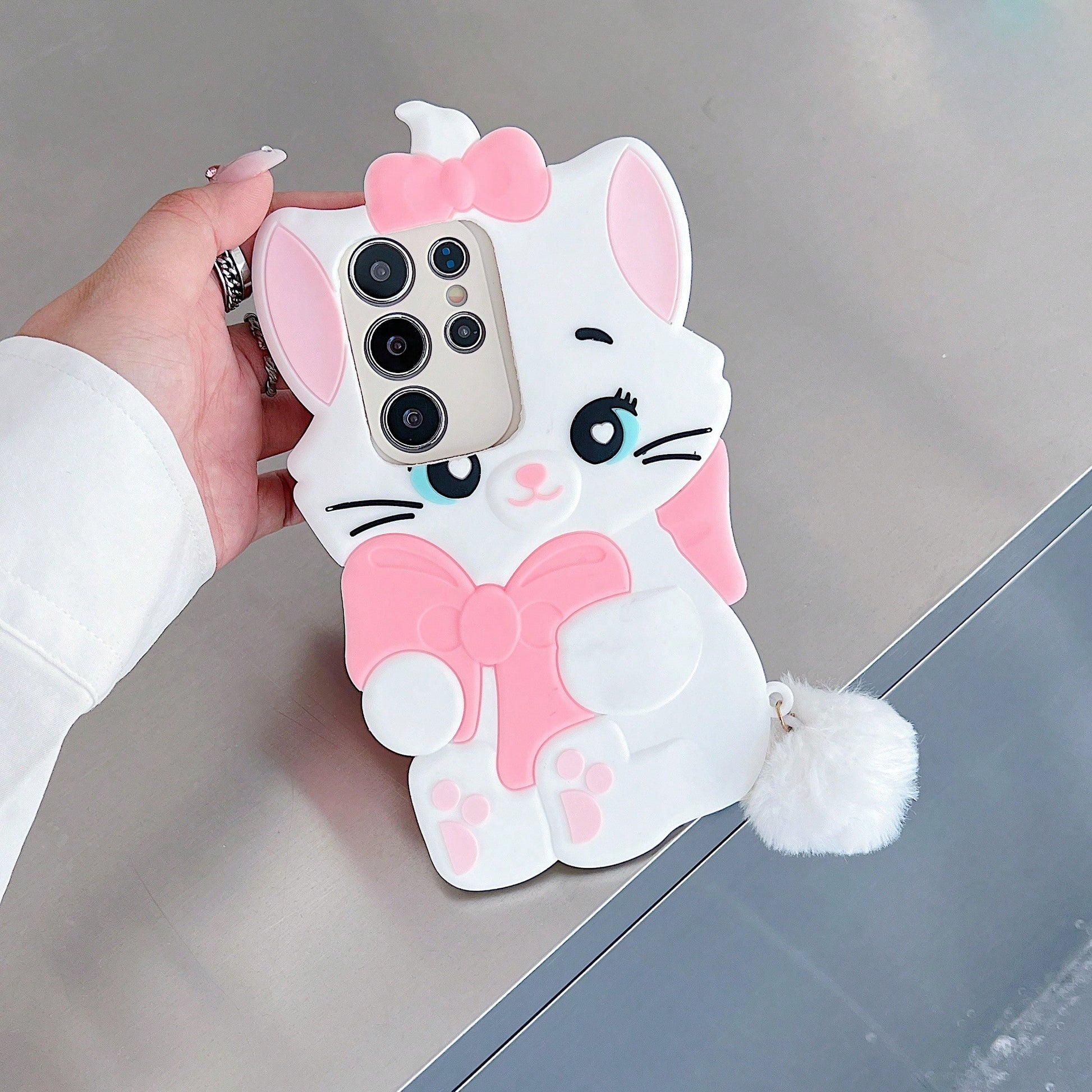 Disney Silicone Straight-Edge Cube Mary Cat Case Suitable For A32/50 Phone Case, 13 Protective Cover, NOTE10 PRO Soft Case, Cute S20 Lite, Personalized Creative S25ultra/23pluexquisite Valentine's Day
