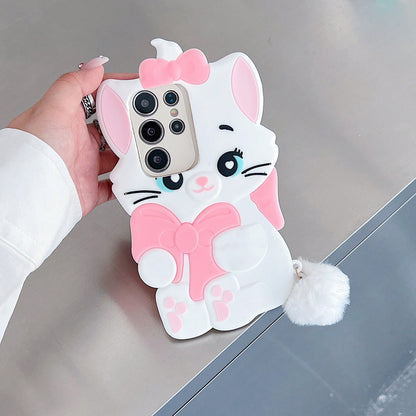 Disney Silicone Straight-Edge Cube Mary Cat Case Suitable For A32/50 Phone Case, 13 Protective Cover, NOTE10 PRO Soft Case, Cute S20 Lite, Personalized Creative S25ultra/23pluexquisite Valentine's Day