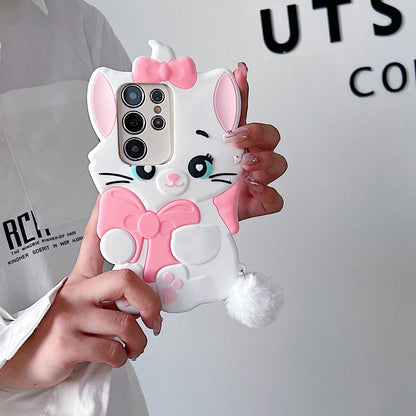 Disney Silicone Straight-Edge Cube Mary Cat Case Suitable For A32/50 Phone Case, 13 Protective Cover, NOTE10 PRO Soft Case, Cute S20 Lite, Personalized Creative S25ultra/23pluexquisite Valentine's Day