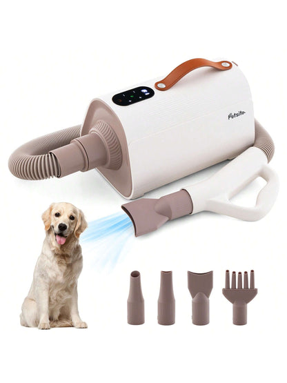Dog Dryer Pet Hair Blower W/Negative Ion Function LED Screen Temperature Control
