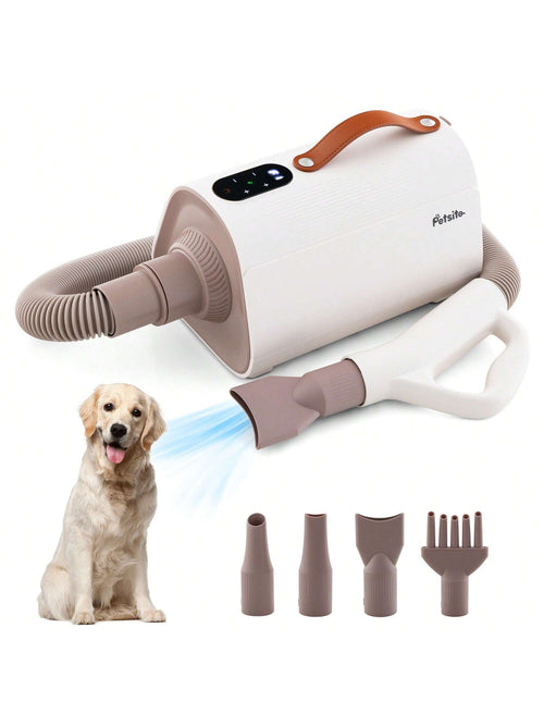 Dog Dryer Pet Hair Blower W/Negative Ion Function LED Screen Temperature Control