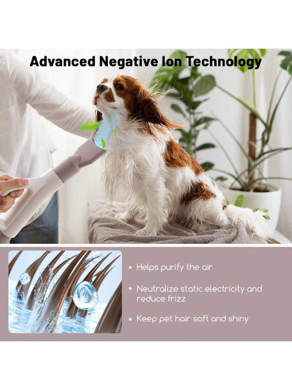 Dog Dryer Pet Hair Blower W/Negative Ion Function LED Screen Temperature Control