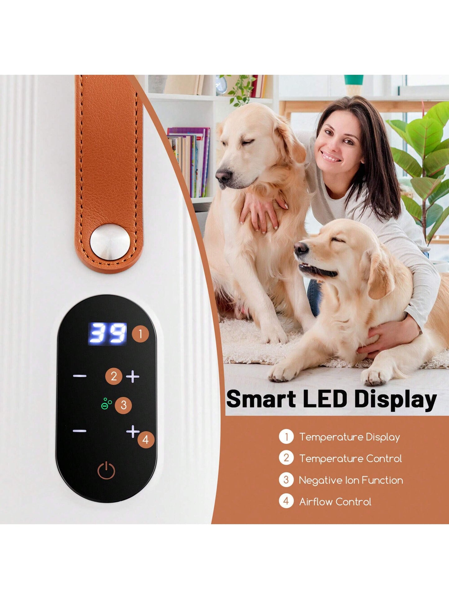 Dog Dryer Pet Hair Blower W/Negative Ion Function LED Screen Temperature Control