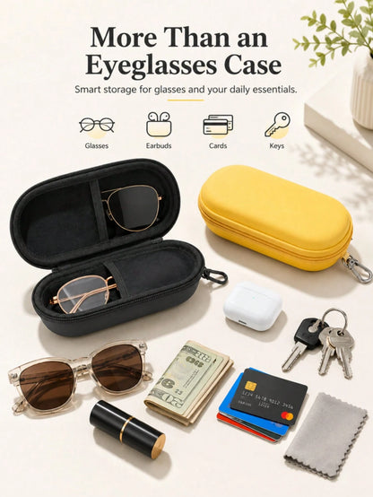 Double Glasses Case, Double Pair Of Glasses And Glasses Storage Box With Clip Zipper Closure, Convenient For Daily Carry, Travel Essential, Beach Summer Vacation Travel Accessories, Travel Bag Holiday