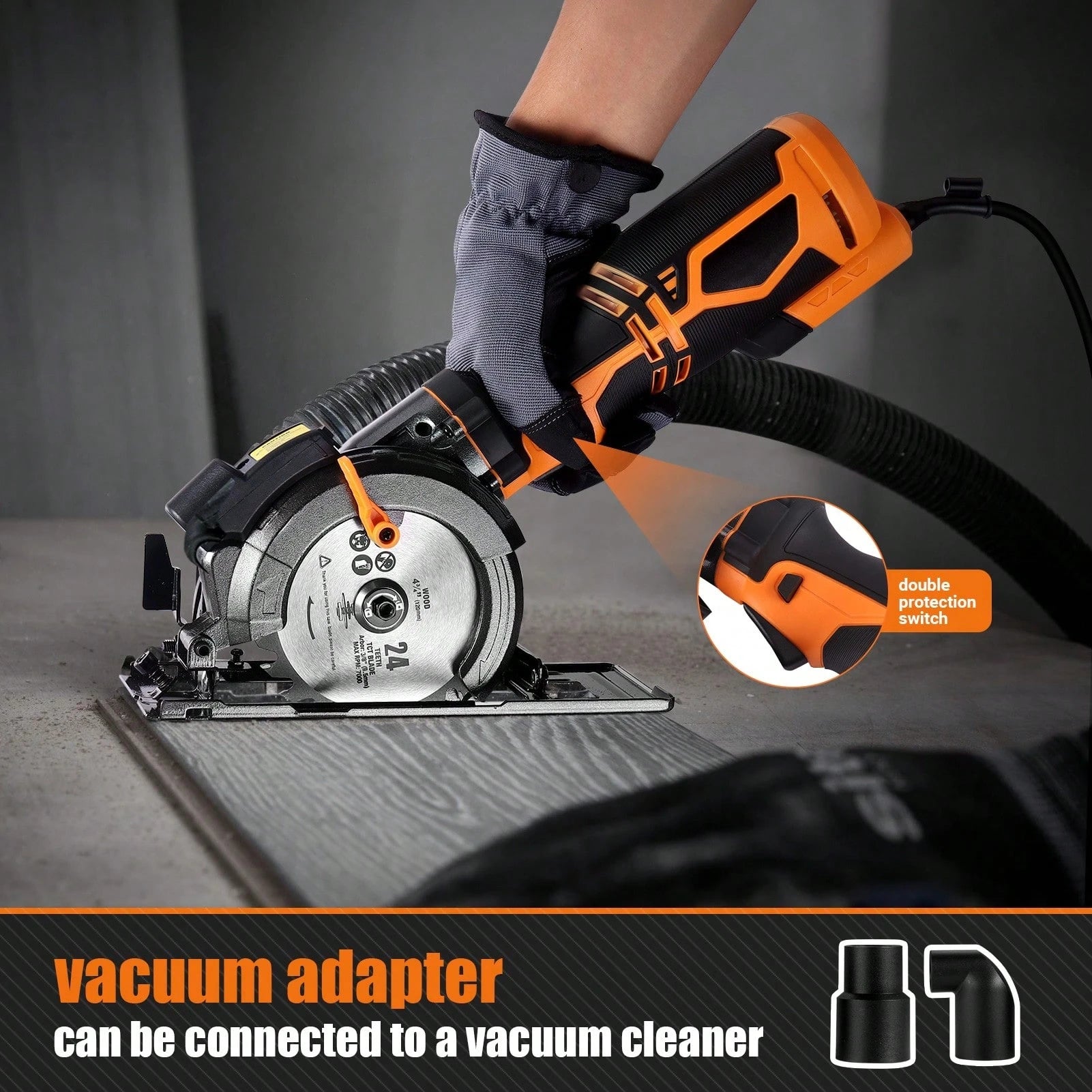 DOVAMAN Circular Saw With Metal Handle, 6 Blades(4½", 4¾"), Cutting Depth 1-11/16" (90°), 1-3/8" (45°), Laser Guide, Corded Saw For Wood