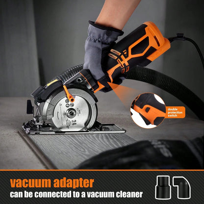 DOVAMAN Circular Saw With Metal Handle, 6 Blades(4½", 4¾"), Cutting Depth 1-11/16" (90°), 1-3/8" (45°), Laser Guide, Corded Saw For Wood