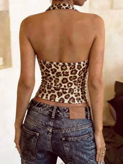 DrmWander Women's Polka Dot Print Backless Halter Neck Camisole