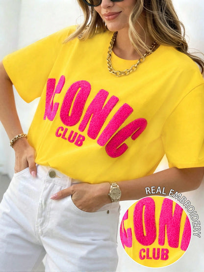 DrmWander Women's T-Shirt, Casual Street Style Graphic Short Sleeve T-Shirt, Cute Summer Top