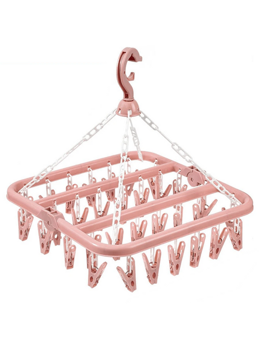 Drying Hanger With 32 Clips And Drip Foldable Hanging Rack,Plastic Hanging Drying Rack For Clothes Underwear Socks Love Valentine