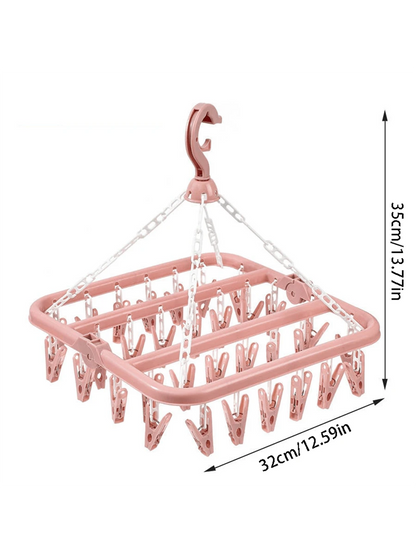 Drying Hanger With 32 Clips And Drip Foldable Hanging Rack,Plastic Hanging Drying Rack For Clothes Underwear Socks Love Valentine