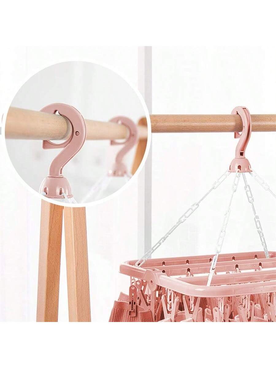 Drying Hanger With 32 Clips And Drip Foldable Hanging Rack,Plastic Hanging Drying Rack For Clothes Underwear Socks Love Valentine