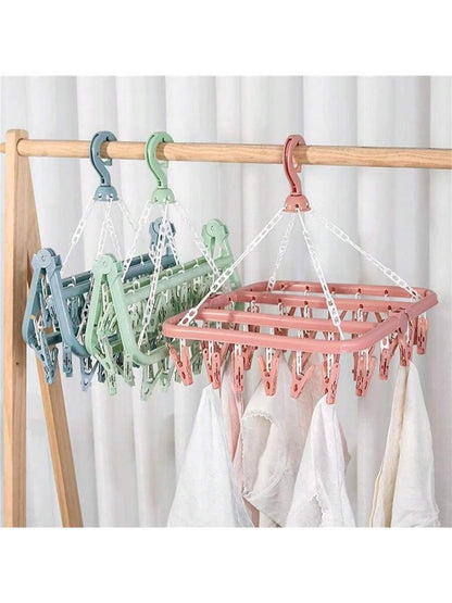Drying Hanger With 32 Clips And Drip Foldable Hanging Rack,Plastic Hanging Drying Rack For Clothes Underwear Socks Love Valentine