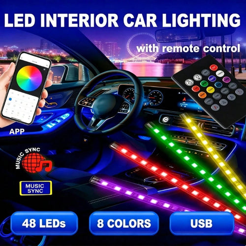 Dynamic Rhythm Lighting For Automotive Interior, Sound-Activated Synchronized RGB Light Strip Under Dashboard, Automotive Interior Ambient Light Accessories, USB-Powered Smart Footwell Light Kit, Car