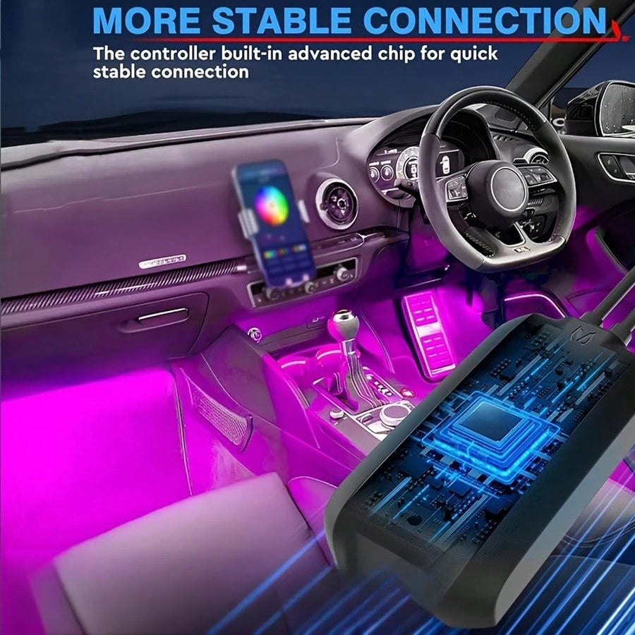 Dynamic Rhythm Lighting For Automotive Interior, Sound-Activated Synchronized RGB Light Strip Under Dashboard, Automotive Interior Ambient Light Accessories, USB-Powered Smart Footwell Light Kit, Car