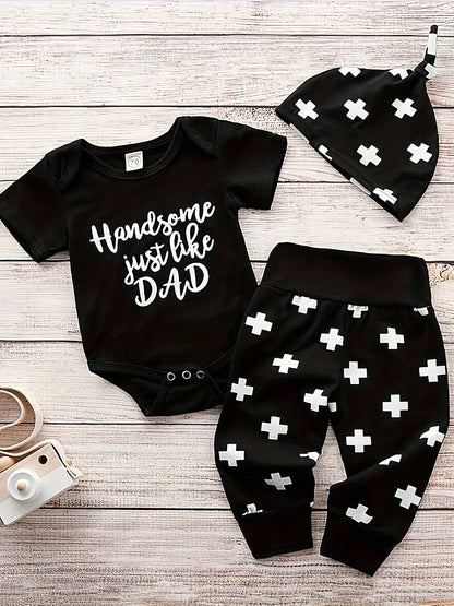 Easisim Newborn Baby Boy Girl Clothes Romper Bodysuit Tops Pants Hat Infant Outfits Set