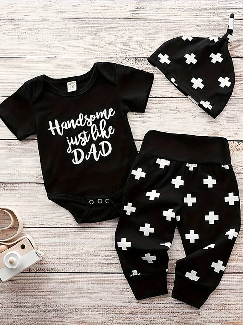 Easisim Newborn Baby Boy Girl Clothes Romper Bodysuit Tops Pants Hat Infant Outfits Set