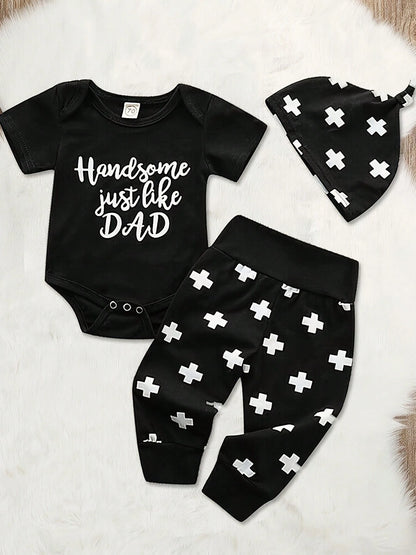 Easisim Newborn Baby Boy Girl Clothes Romper Bodysuit Tops Pants Hat Infant Outfits Set