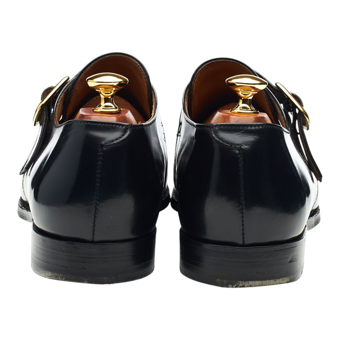 'Eden' Black Leather Monk Strap UK 9 F