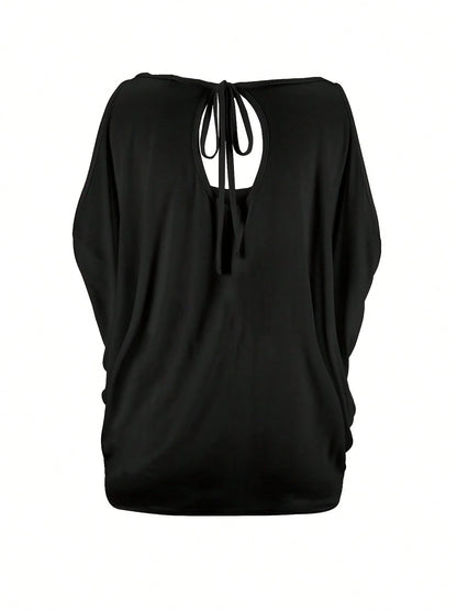 Edgar Allan Poe's 'Nevermore' Raven And Skull Emblem Women Cold Shoulder Tops Summer Short Sleeve Shirt Plus Size