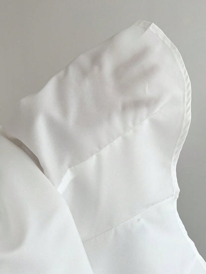 Elamini Front Embroidered Waist-Cinched Short Sleeve Women Blouse