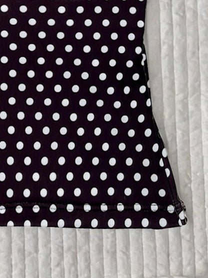 Elavelle Women's Beach Random Print Halter Neck Bow Decor Polka Dot Bikini Top, Spring/Summer