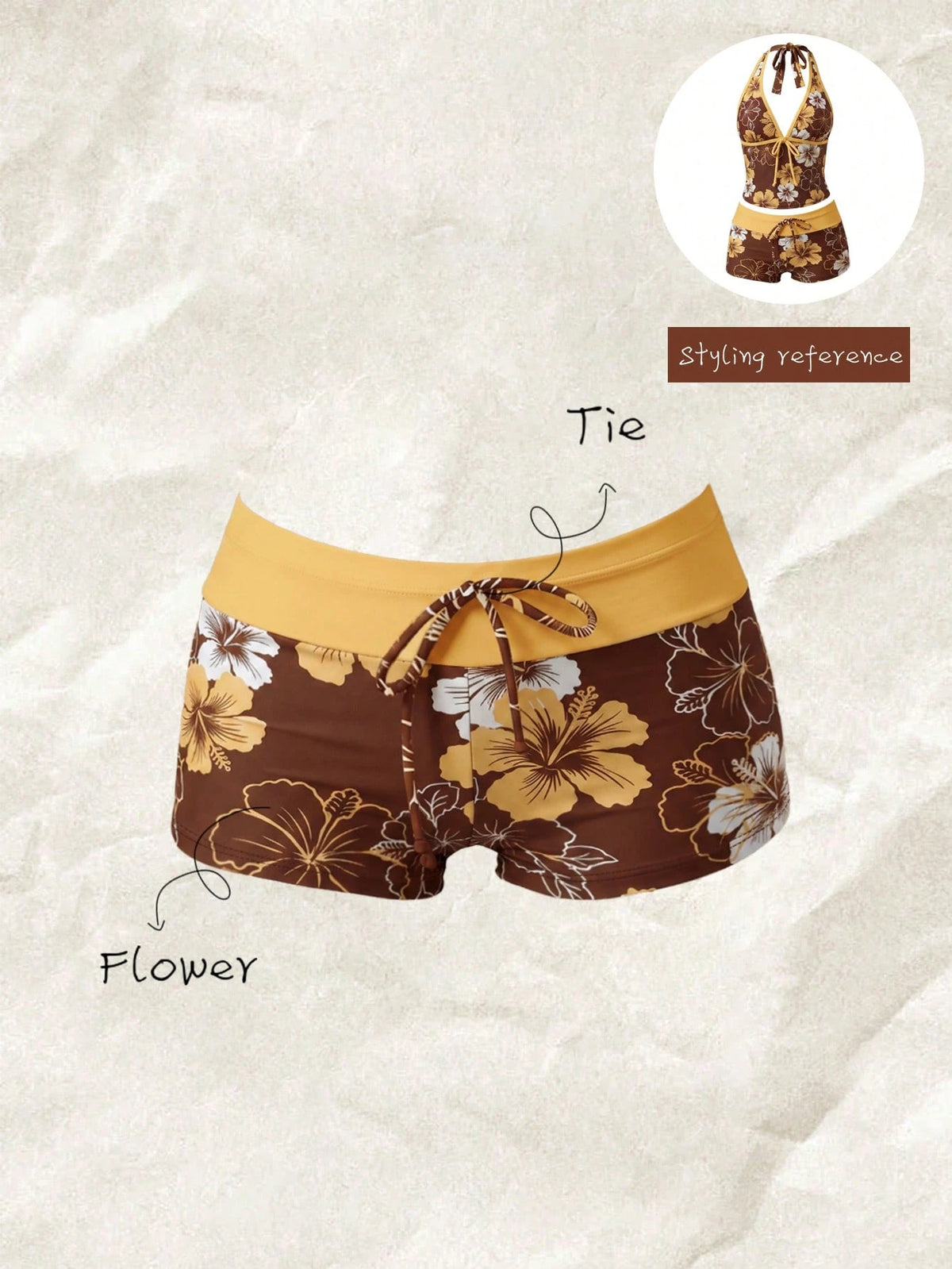 Elavelle Women's High Waist Bowknot Printed Bikini Bottom, Spring/Summer