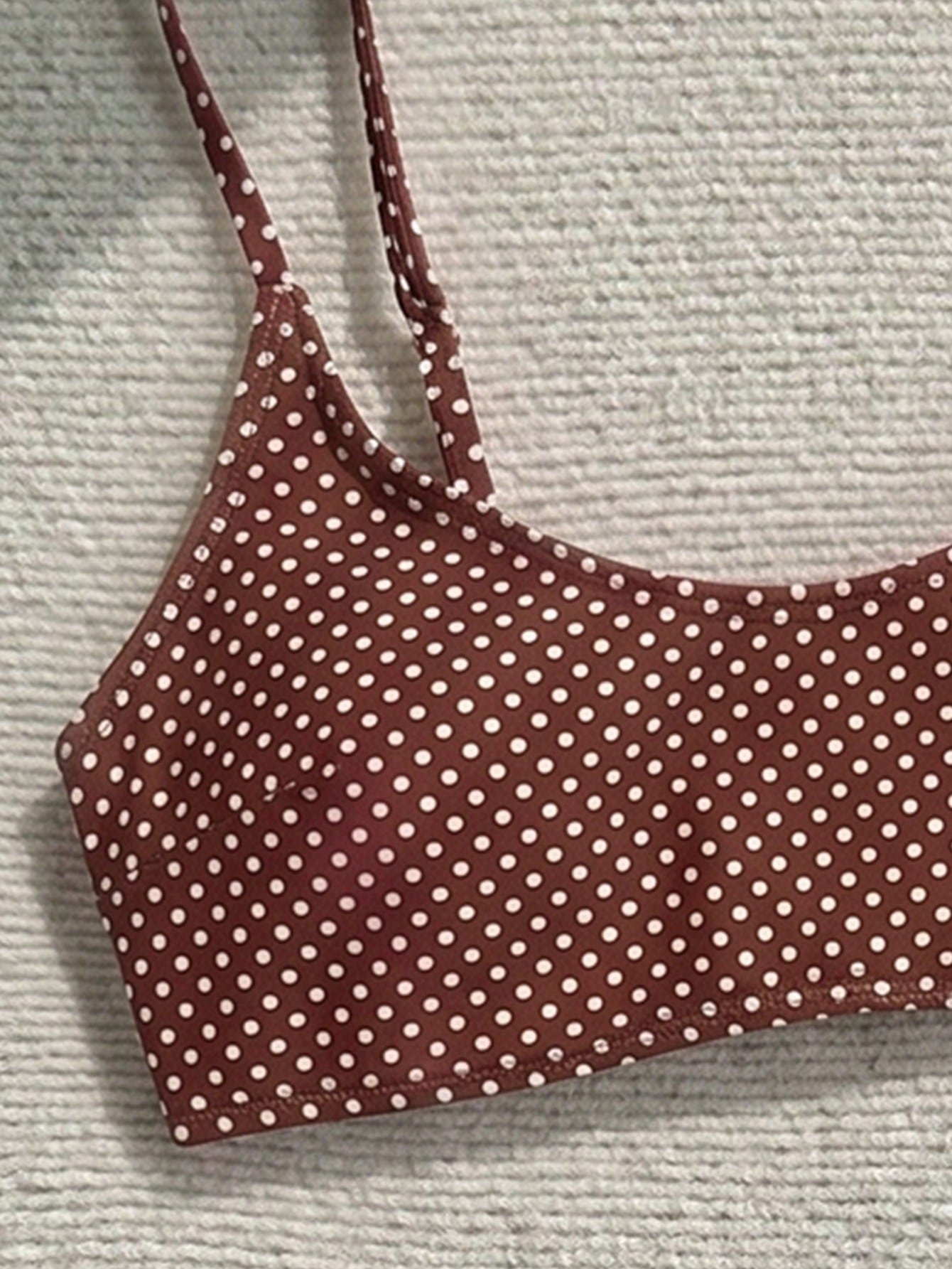 Elavelle Women's Spring/Summer Random Print Spaghetti Strap 2-Piece Bikini Top