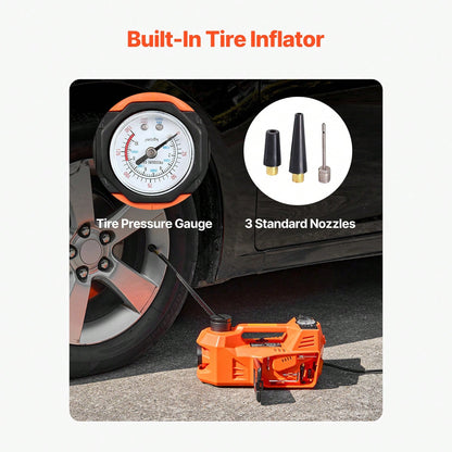 Electric Car Jack, 5 Tons/11000 Lbs, Electric Scissor Jack With Built-In Inflator, 12V Tire Change Replacement With Electric Impact Wrench & LED Light, Portable Jack Kit For Sedan, SUV, Truck