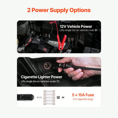 Electric Car Jack, 5 Tons/11000 Lbs, Electric Scissor Jack With Built-In Inflator, 12V Tire Change Replacement With Electric Impact Wrench & LED Light, Portable Jack Kit For Sedan, SUV, Truck