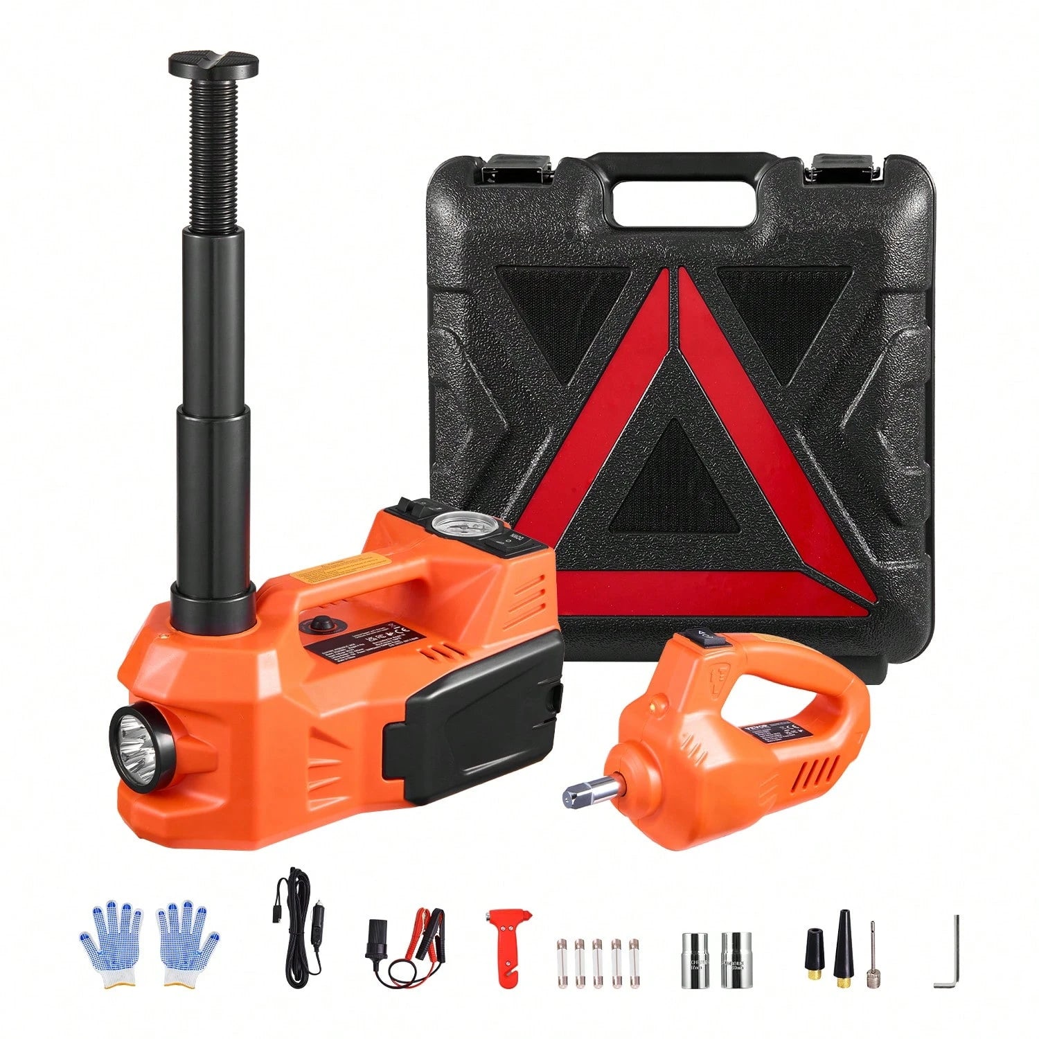 Electric Car Jack, 5 Tons/11000 Lbs, Electric Scissor Jack With Built-In Inflator, 12V Tire Change Replacement With Electric Impact Wrench & LED Light, Portable Jack Kit For Sedan, SUV, Truck