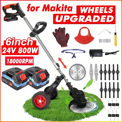 Electric We Ed Wacker Cordless On Wheel, Lightweight We Ed Eater Battery Powered 4000mAh 24V, 3 In 1 Lawn Edger We Ed Trimmer Brush Cutter Mower, No String Grass Trimmer Wheel Yard Garden Tool