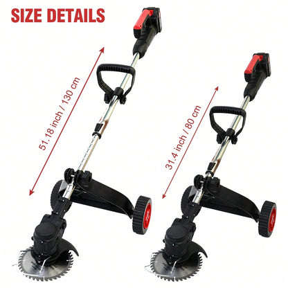Electric We Ed Wacker Cordless On Wheel, Lightweight We Ed Eater Battery Powered 4000mAh 24V, 3 In 1 Lawn Edger We Ed Trimmer Brush Cutter Mower, No String Grass Trimmer Wheel Yard Garden Tool