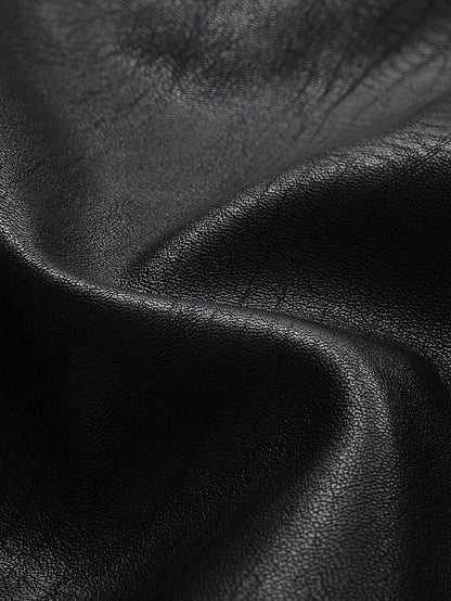 Elegant Commute Daily Business Old Money Style Leather High Cinched Waist Bodycon Faux Leather Midi Skirt Black