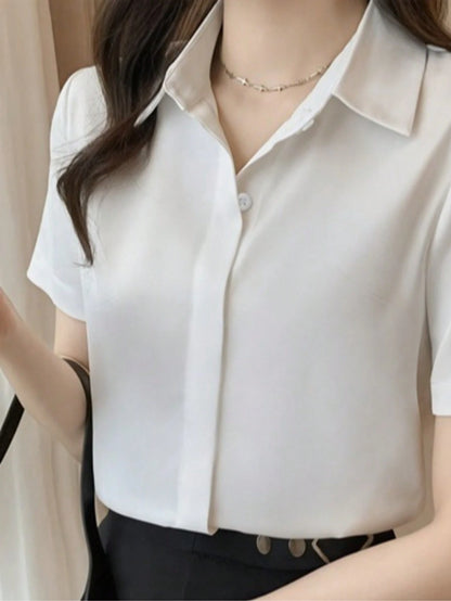Elegant Design Sense Mature Urban Style Women Blouse Black Spring Summer