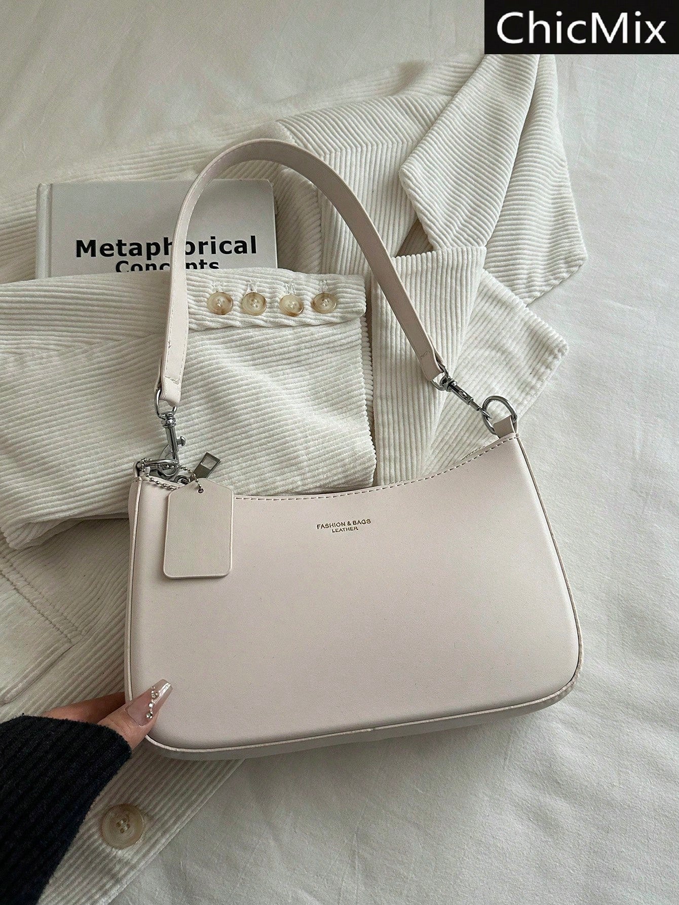 Elegant Solid Color Handbag With Pendant, Classic Versatile Fashion Letter Decor Women's Shoulder Crossbody Bag, Suitable For Shopping, Wallet, Young Ladies, College Students, Newlyweds, Office Worker